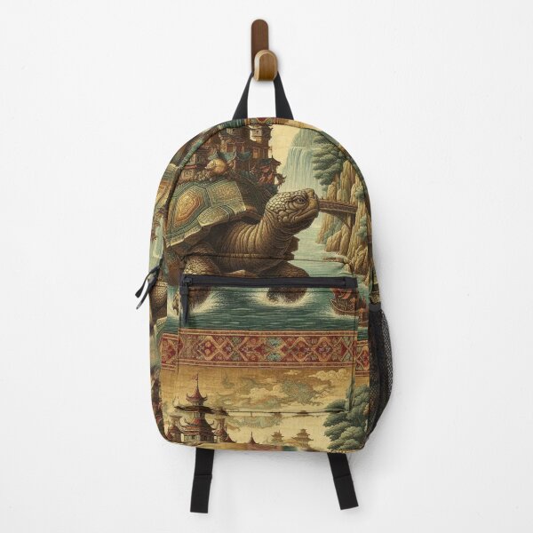 Item preview, Giant Tortoise Carrying Large Castle in Fantasy River designed and sold by Illuministique.