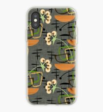 Gray Mid-Century Modern Houseplants, Atomic Patterns iPhone Case