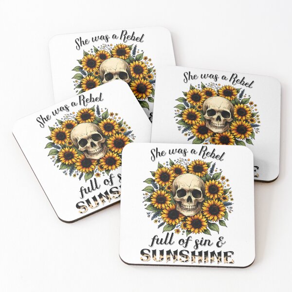 Item preview, Boho sugar skull "She was a Rebel full of gin and Sunshine designed and sold by Margival.