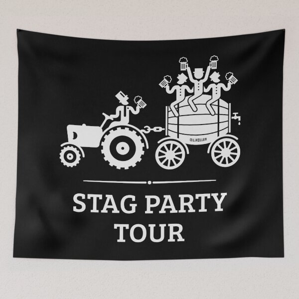 Item preview, Stag Party Tour With Tractor And Beer Barrel (White) designed and sold by MrFaulbaum.