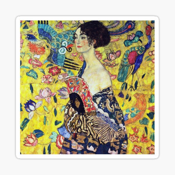 Gustav Klimt - Dame mit Fächer Sticker