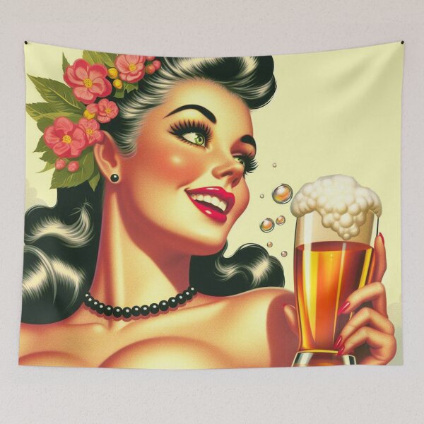 Item preview, Vintage Beer Pin-up designed and sold by PulpVintage.