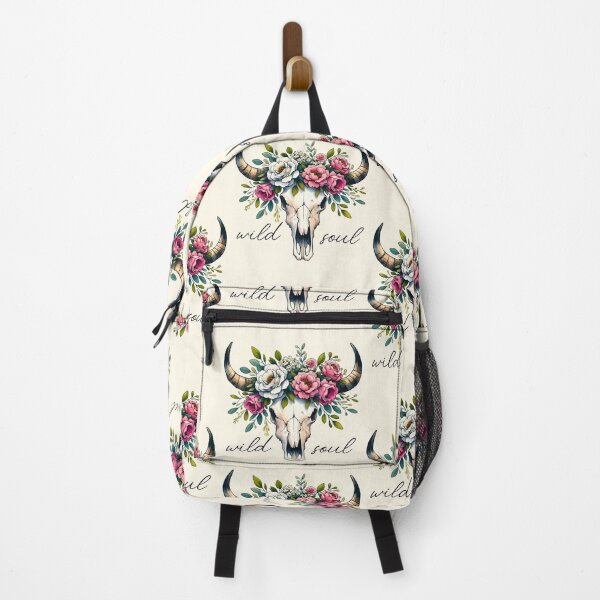 Item preview, Boho bull skull, floral, roses, wild soul designed and sold by Margival.