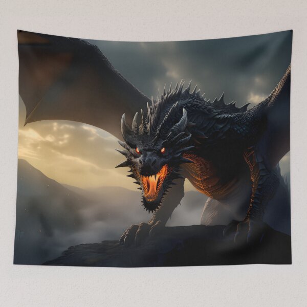 Item preview, Dark Fantasy Art - Epic Roaring Dragon designed and sold by Fantasy Masterpiece.