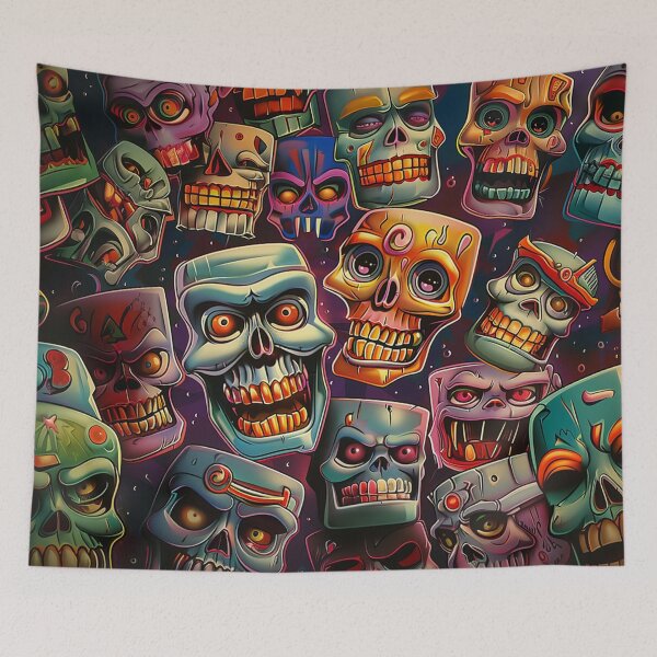 Item preview, Robot Skulls: Colorful Abstract Halloween Horror designed and sold by Fantasy Masterpiece.
