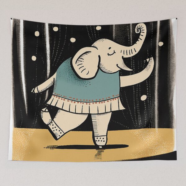 Item preview, Ballet Elephant: Hand-Drawn Cartoonish Illustration designed and sold by PaintbrushPlace.