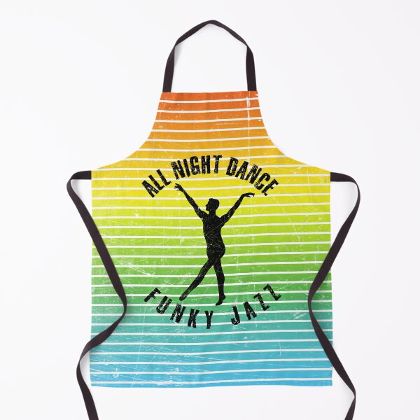 Item preview, Black silhouette of a man dancing funky jazz against a background of colorful stripes designed and sold by HarridanCreates.