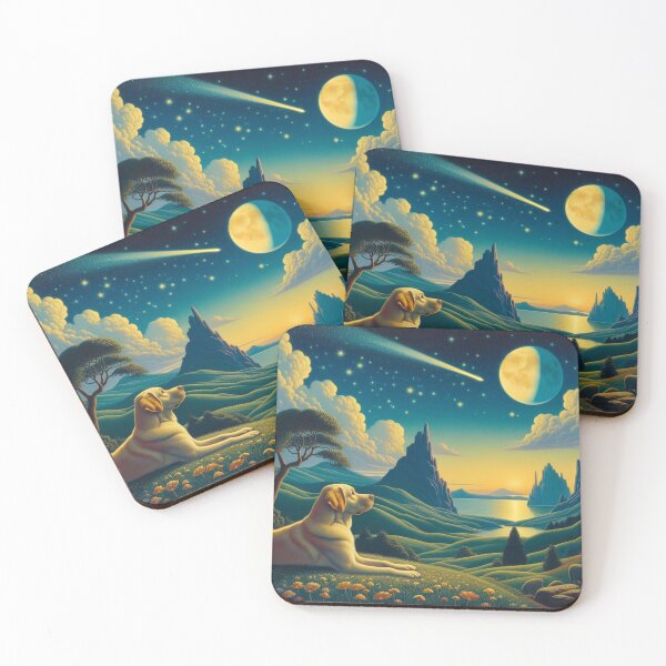 Item preview, Laboratorio Amarillo: Perro Retriever que observa cometas y observa estrellas designed and sold by Fantasy Masterpiece.