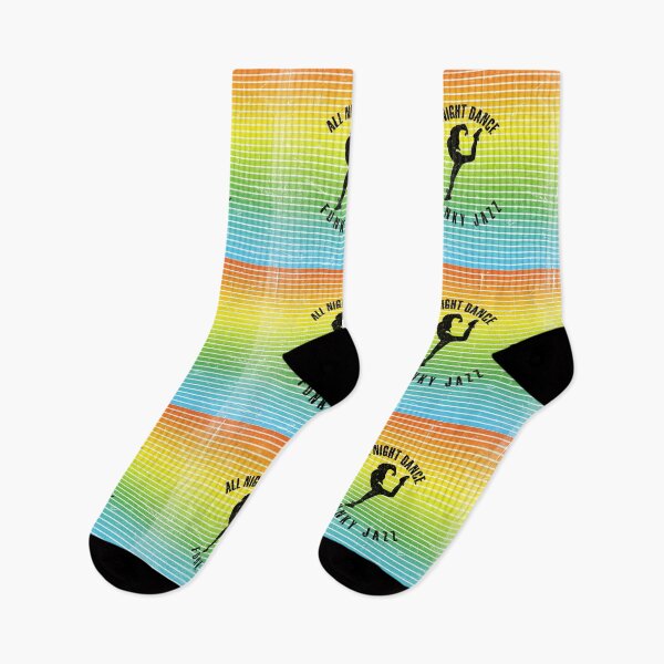 Item preview, Black silhouette of a woman dancing funky jazz against a background of colorful stripes designed and sold by HarridanCreates.