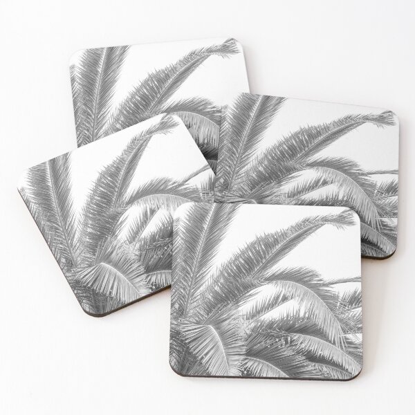 Item preview, Black and white palmtree in Spain art print - natural palm leaves nature and travel photography designed and sold by Christa Stroo Photography.