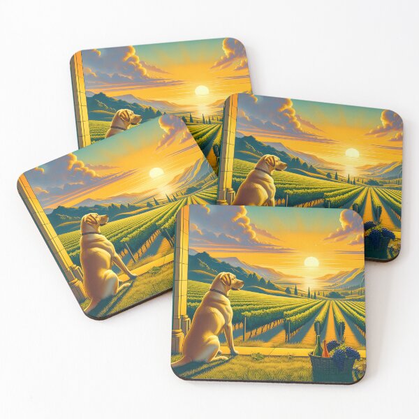 Item preview, Yellow Lab: Napa Valley Vineyard Sunset designed and sold by Fantasy Masterpiece.