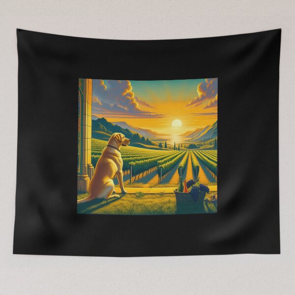Item preview, Yellow Lab: Napa Valley Vineyard Sunset designed and sold by Fantasy Masterpiece.