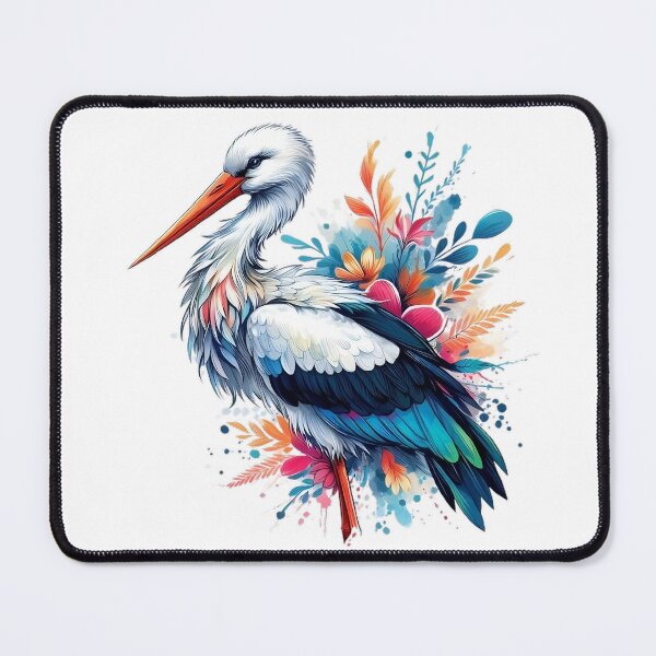 Item preview, Beautiful stork with colorful background with various leaves and flowers designed and sold by Marcoshop10.