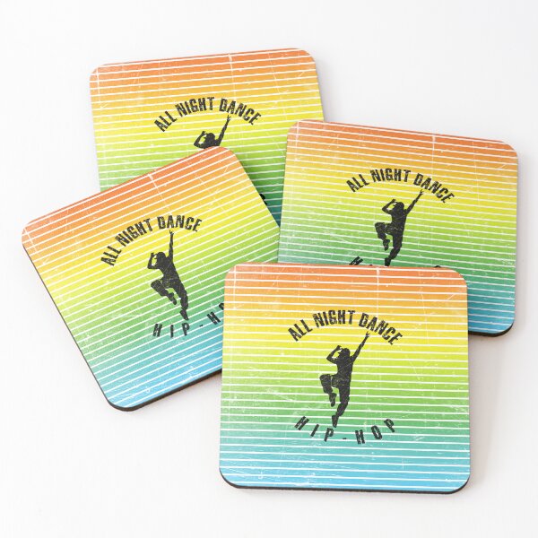 Item preview, Black silhouette of a woman dancing hip-hop against a background of colorful stripes designed and sold by HarridanCreates.