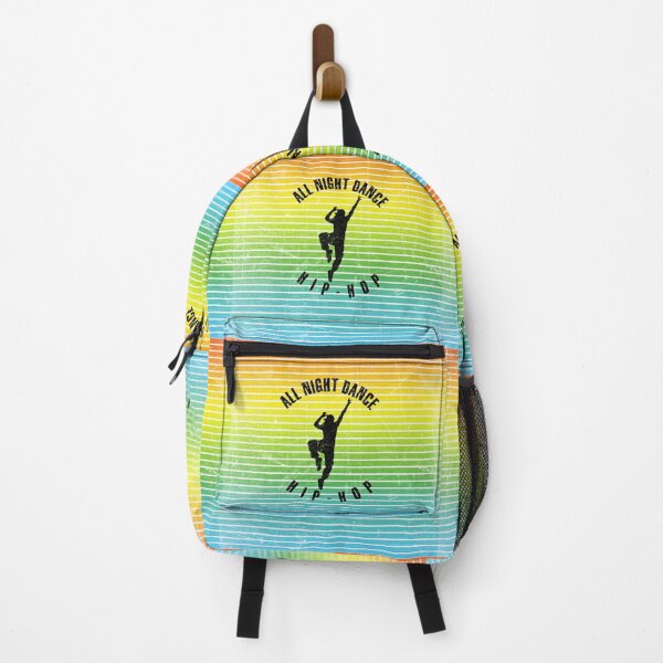 Item preview, Black silhouette of a woman dancing hip-hop against a background of colorful stripes designed and sold by HarridanCreates.