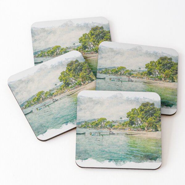 Item preview, Puerto Pollensa Pine Walk Jetty Mallorca Watercolour Effect designed and sold by GG WALL ART.