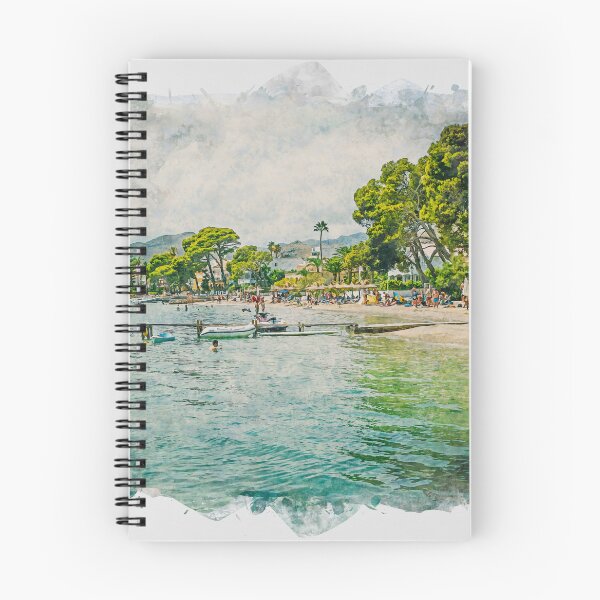 Item preview, Puerto Pollensa Pine Walk Jetty Mallorca Watercolour Effect designed and sold by GG WALL ART.