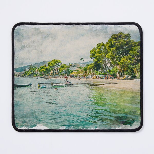 Item preview, Puerto Pollensa Pine Walk Jetty Mallorca Watercolour Effect designed and sold by GG WALL ART.