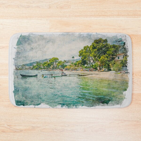Item preview, Puerto Pollensa Pine Walk Jetty Mallorca Watercolour Effect designed and sold by GG WALL ART.