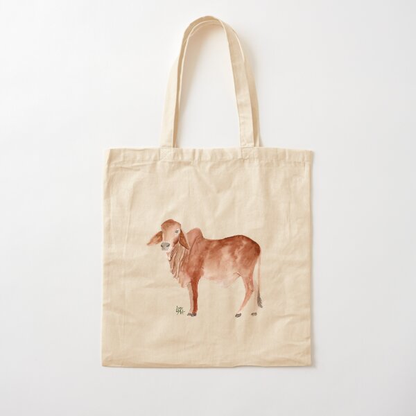 Brahman Cow Watercolour Cotton Tote Bag