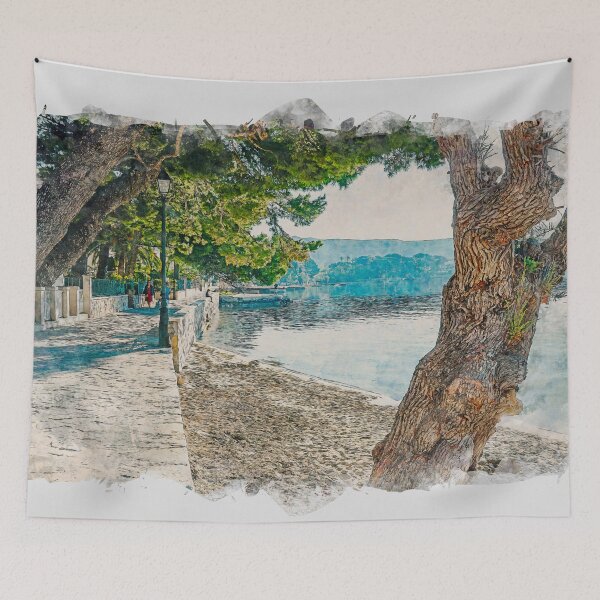 Item preview, Puerto Pollensa Pine Walk Mallorca Watercolour Effect designed and sold by GG WALL ART.