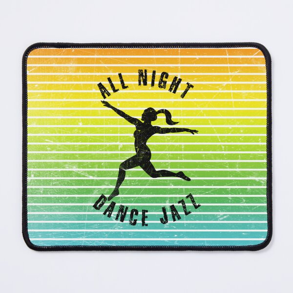 Item preview, Black silhouette of a woman dancing jazz against a background of colorful stripes designed and sold by HarridanCreates.