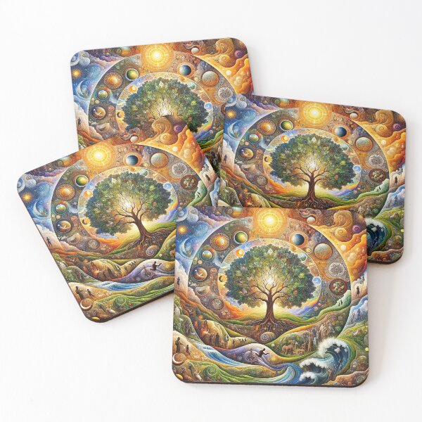 Item preview, The tree of life psychedelic colorful universe  designed and sold by GraphicHabitatt.
