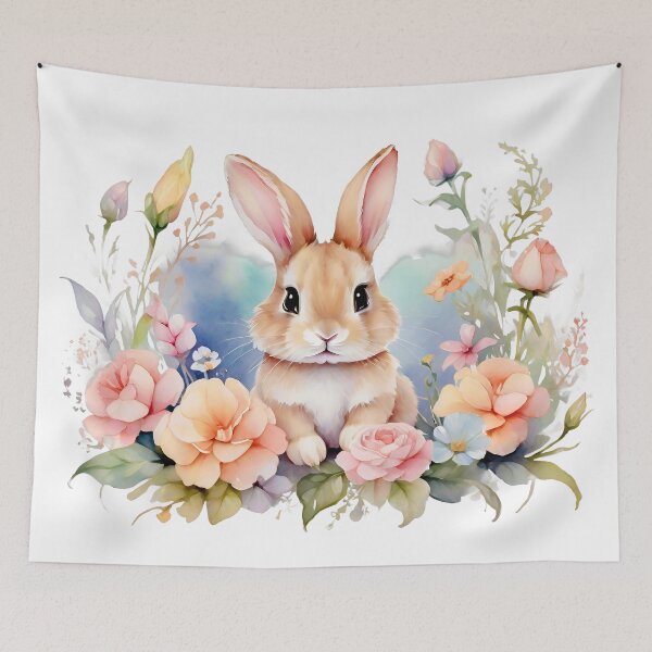 Item preview, Cute Easter Bunny Floral Bunny Rabbit designed and sold by SideKickCreates.
