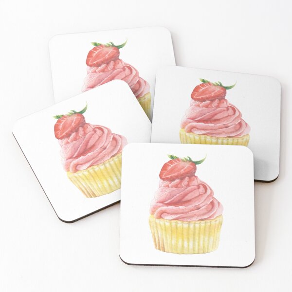 Item preview, Strawberry cupcake watercolor designed and sold by FoxesGoAround.