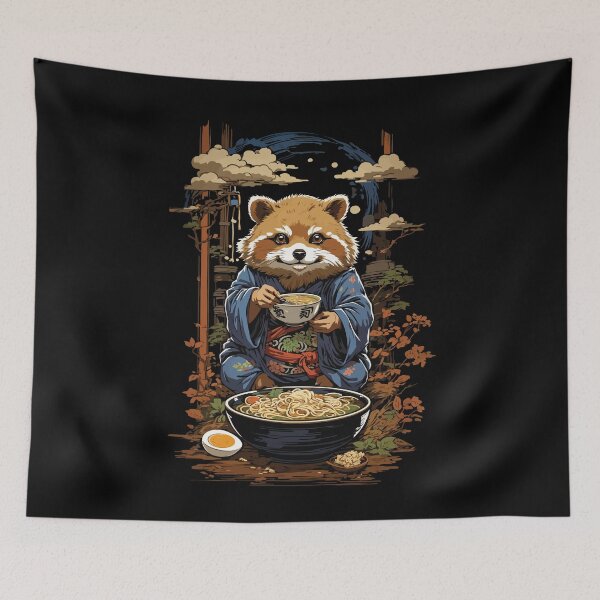 Item preview, Raccoon Dog Ramen Noodle Soups Aesthetic Japan Style designed and sold by LuminOrb.