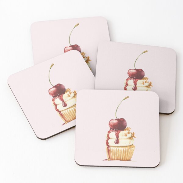 Item preview, Cherry cupcake watercolor designed and sold by FoxesGoAround.