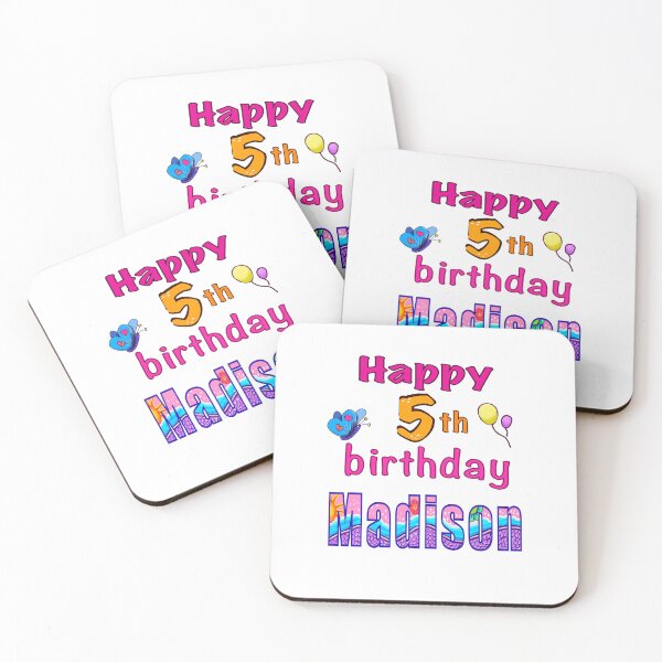 Item preview, Happy 5th birthday Madison kids girls custom name personalised birthday girl. designed and sold by Artonmytee.