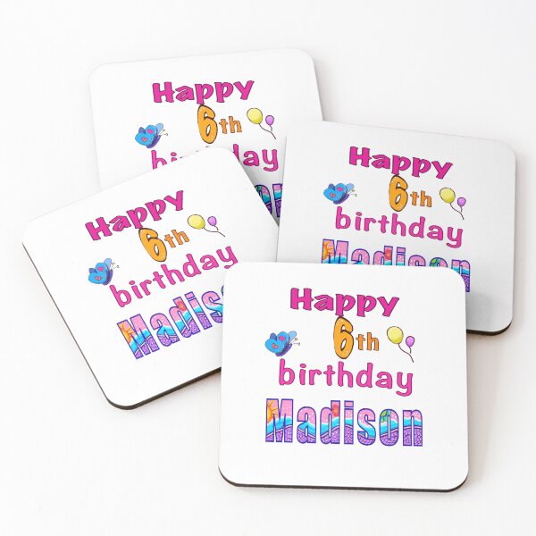 Item preview, Happy 6th birthday Madison kids girls custom name personalised birthday girl. designed and sold by Artonmytee.