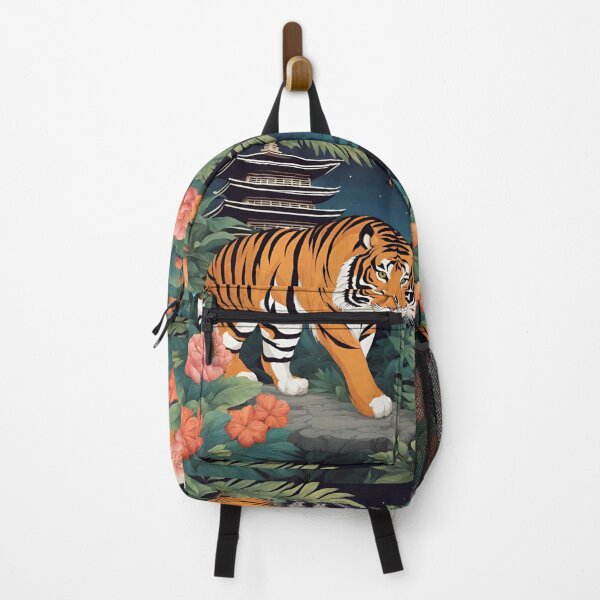 Item preview, Tiger and butterfly, plants, flowers, nature, pagoda, China designed and sold by Sugar Wisdom .