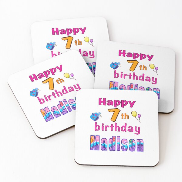 Item preview, Happy 7th birthday Madison kids girls custom name personalised birthday girl. designed and sold by Artonmytee.
