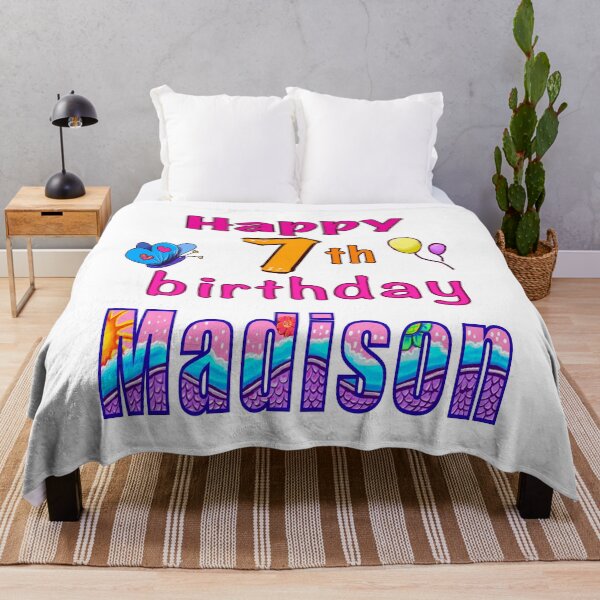 Item preview, Happy 7th birthday Madison kids girls custom name personalised birthday girl. designed and sold by Artonmytee.