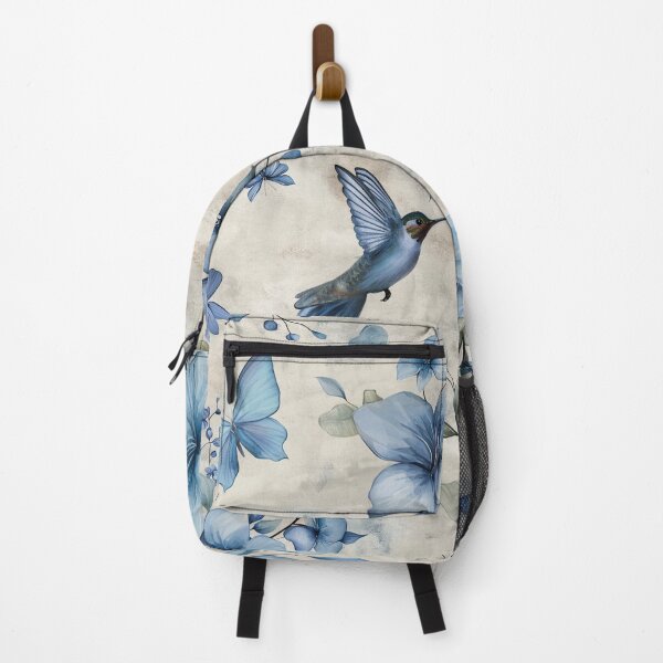 Item preview, Blue watercolor design featuring vibrant hummingbird flitting among flowers. designed and sold by clecticuk.