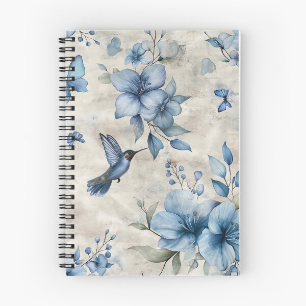 Item preview, Blue watercolor design featuring vibrant hummingbird flitting among flowers. designed and sold by clecticuk.