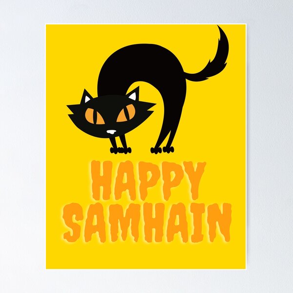 Item preview, Happy Halloween - Happy Samhain - Samhain Cat Greeting Card designed and sold by Melty Shirts.