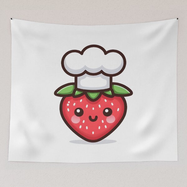 Item preview, Kawaii Strawberry With Chef Hat designed and sold by CanvasCutie.