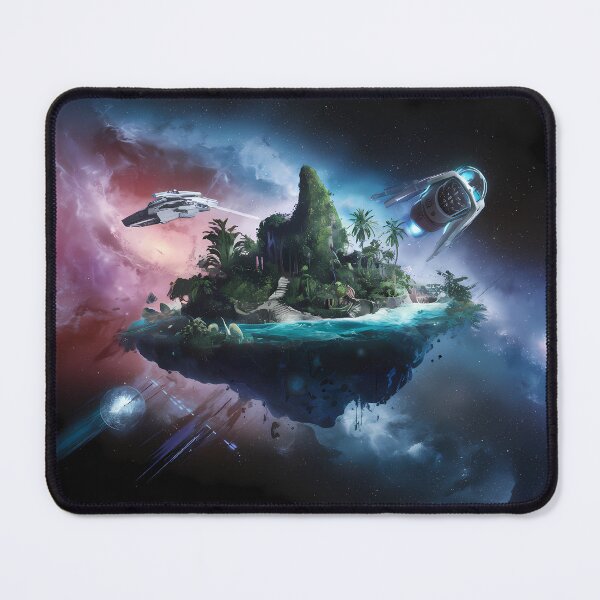 Item preview, 3D render of a lush, tropical island floating in the vastness of outer space designed and sold by FashionCanvas23.