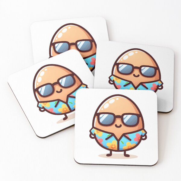 Item preview, Kawaii Egg With A Hawaiian Shirt And Sunglasses designed and sold by CanvasCutie.