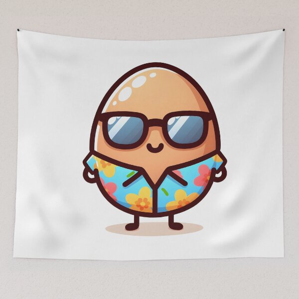 Item preview, Kawaii Egg With A Hawaiian Shirt And Sunglasses designed and sold by CanvasCutie.