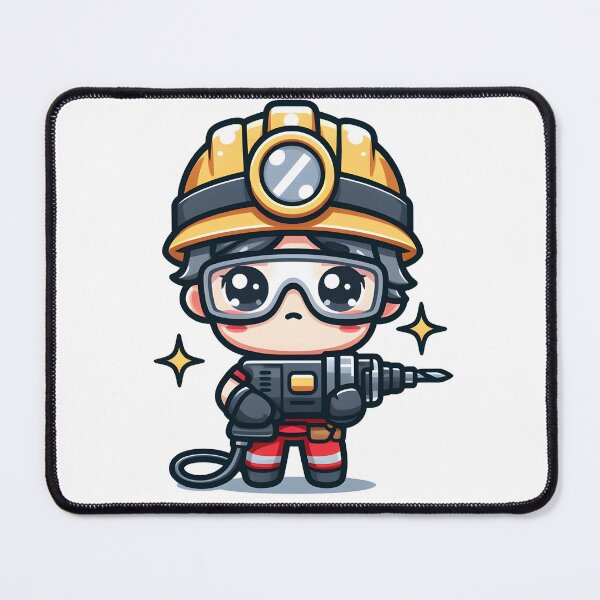 Item preview, Kawaii Miner With A Drill And Safety Goggles designed and sold by CanvasCutie.