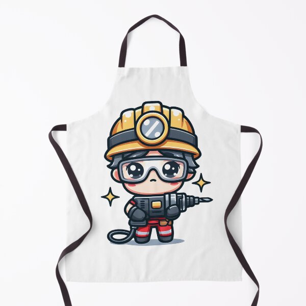 Item preview, Kawaii Miner With A Drill And Safety Goggles designed and sold by CanvasCutie.