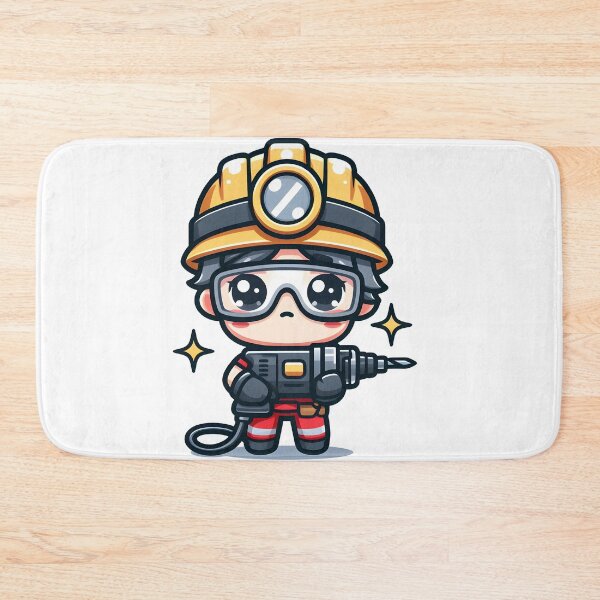 Item preview, Kawaii Miner With A Drill And Safety Goggles designed and sold by CanvasCutie.