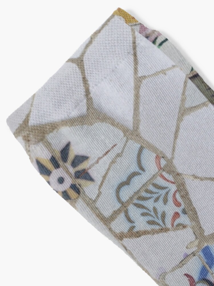 Thumbnail 2 of 5, Socks, White and bright colorful floral mosaic pattern. designed and sold by GDRDesign.