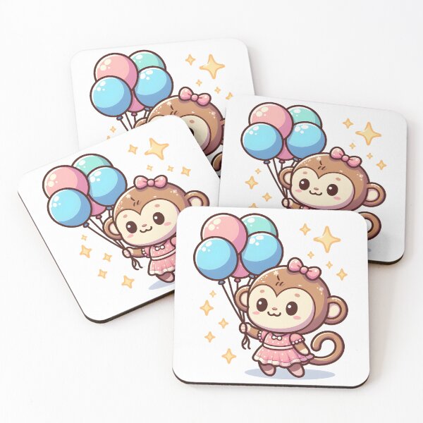 Item preview, Kawaii Monkey With Party Dress designed and sold by CanvasCutie.