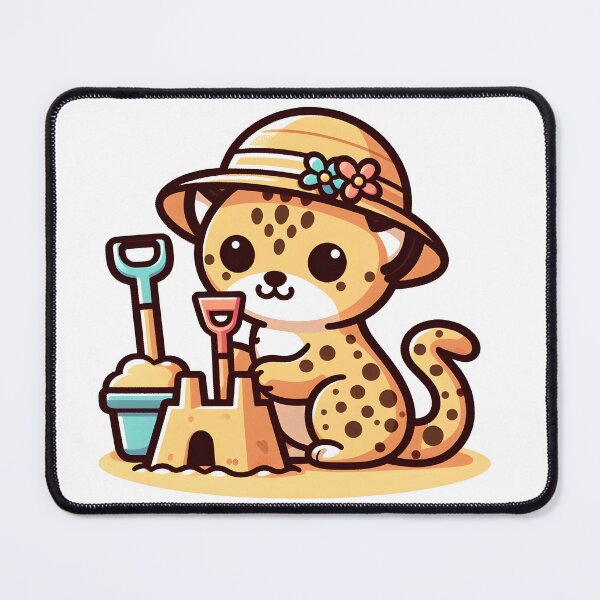 Item preview, Kawaii Cheetah Wearing A Sunhat designed and sold by CanvasCutie.