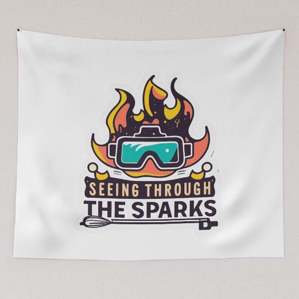 Item preview, Seeing Through the Sparks - Welder Modern Flame Design designed and sold by NiftyWrx.